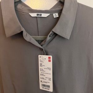 UNIQLO Women’s Rayon Short Sleeve Blouse - Grey XL